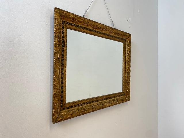 WMK I Wunderschöner antiker Spiegel mit prunkvollem Goldrahmen aus Holz & Gibs mit Akanthusornament, um 1900 I Spiegel Goldspiegel Garderobe Flur Bad Gilded Mirror Barock Rokoko Vintage Berlin Aachen