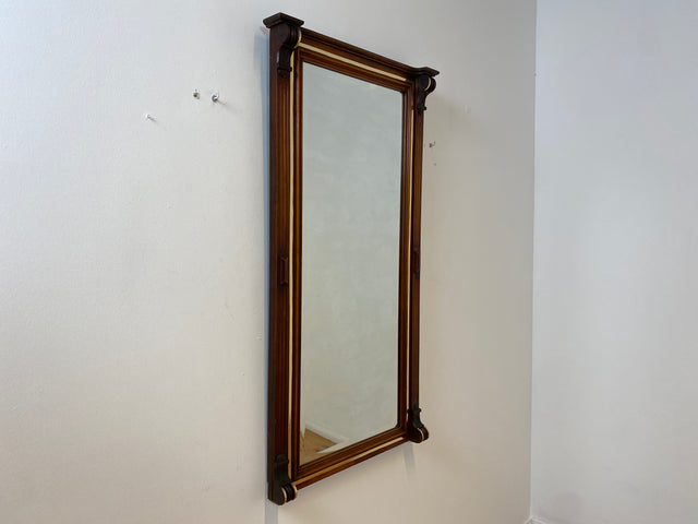 WMK I Eleganter antiker Wandspiegel mit Holzrahmen , geschliffenem Originalspiegel und abnehmbarem Goldstreifen I leicht blind I Spiegel Garderobe Flurspiegel Gründerzeit Vintage Berlin Halle Bochum