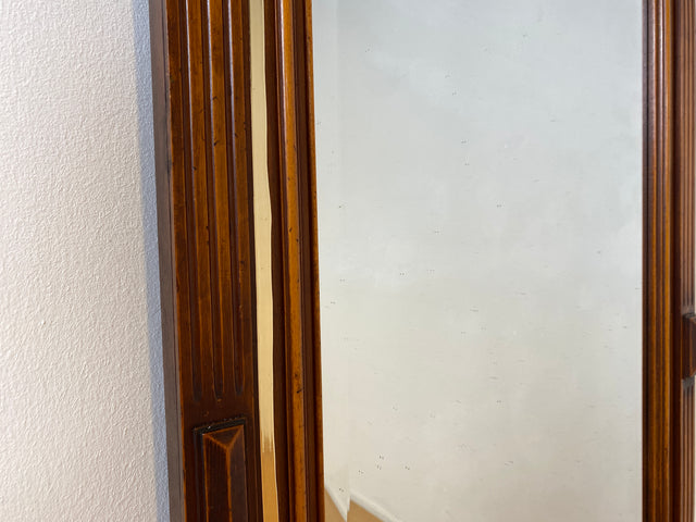 WMK I Eleganter antiker Wandspiegel mit Holzrahmen , geschliffenem Originalspiegel und abnehmbarem Goldstreifen I leicht blind I Spiegel Garderobe Flurspiegel Gründerzeit Vintage Berlin Halle Bochum