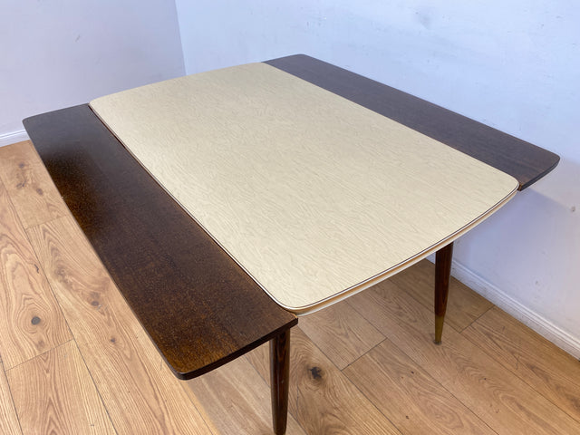 WMK I Kultiger auszieh- und höhenverstellbarer Mid-Century Multifunktionstisch mit pflegeleichter Resopal Tischplatte I Tisch Esstisch Küchentisch Ausziehtisch Dining Table Vintage Berlin Leipzig NRW