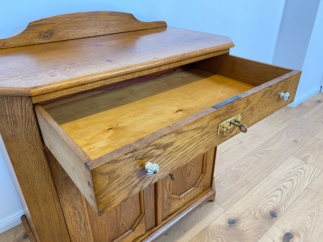WMK # Schöne & geräumige dänische antike Kommode aus massiver Eiche mit Schublade # Schrank Weichholzkommode Wickelkommode Sideboard Anrichte Flurschrank Schuhschrank Küchenschrank Jugendstil Vintage