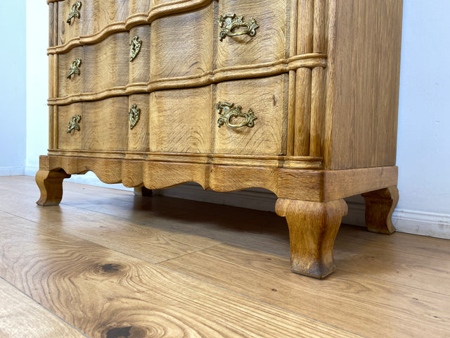 WMK l Wunderschöner und gut erhaltener dänischer 60er Jahre Sekretär im Barockstil aus massiver Eiche mit Messinggriffen l Sekretär Schreibschrank Schreibtisch Kommode Schubladenkommode Desk Vintage