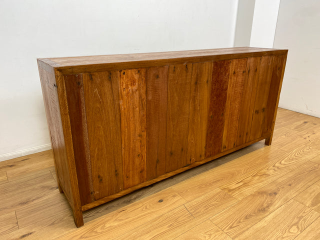Boatwood by WMK I Bunterschönes und detailreiches Sideboard mit Schubladen , ein aus altem Bootsholz handgefertigtes Unikat aus massivem Teakholz # Kommode Schrank Anrichte Flur Wäsche Bootsmöbel