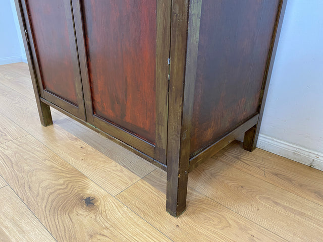 WMK # Hübscher und gut erhaltener dunkler asiatischer Vintage Kleiderschrank aus vollem Holz in typischer Leichtbauweise # Schrank Schlafzimmerschrank Wardrobe Garderobe Flurschrank Japanisch Berlin