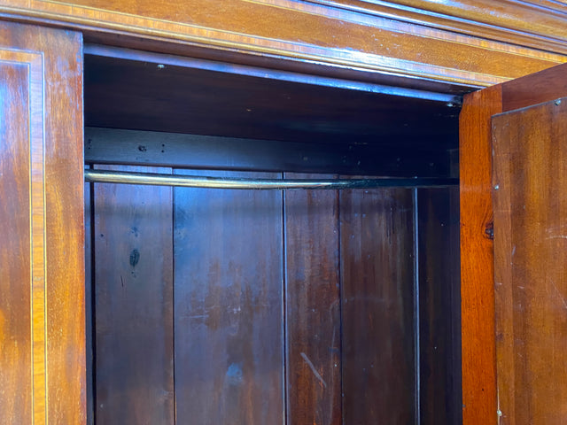 WMK # Eleganter und gut erhaltener englischer antiker Kleiderschrank aus vollem Holz mit Spiegeltür und Schublade # Schrank Vertiko Schlafzimmerschrank Flurschrank Wardrobe Spiegel Jugendstil Vintage