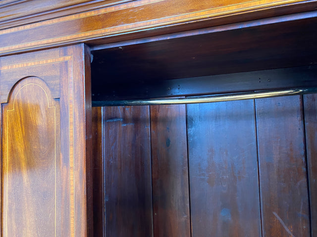 WMK # Eleganter und gut erhaltener englischer antiker Kleiderschrank aus vollem Holz mit Spiegeltür und Schublade # Schrank Vertiko Schlafzimmerschrank Flurschrank Wardrobe Spiegel Jugendstil Vintage