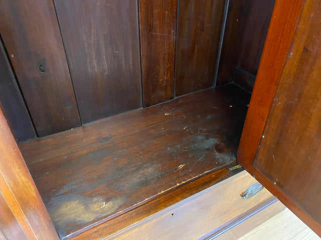WMK # Eleganter und gut erhaltener englischer antiker Kleiderschrank aus vollem Holz mit Spiegeltür und Schublade # Schrank Vertiko Schlafzimmerschrank Flurschrank Wardrobe Spiegel Jugendstil Vintage
