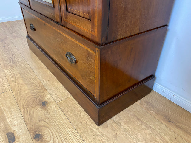 WMK # Eleganter und gut erhaltener englischer antiker Kleiderschrank aus vollem Holz mit Spiegeltür und Schublade # Schrank Vertiko Schlafzimmerschrank Flurschrank Wardrobe Spiegel Jugendstil Vintage