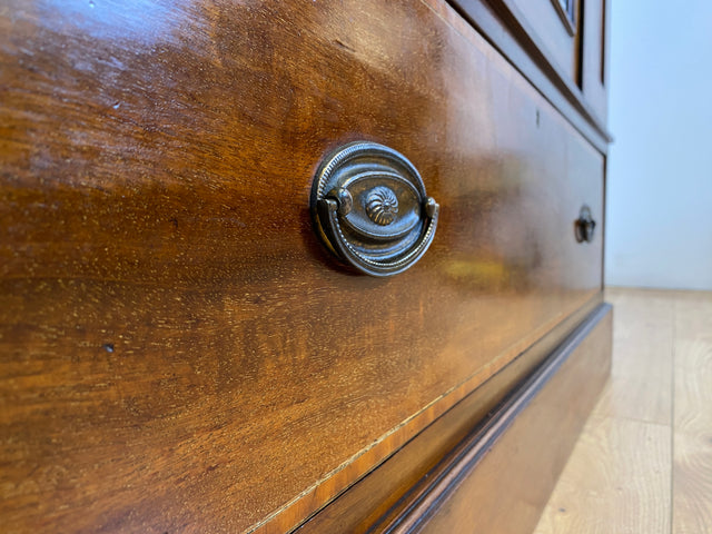 WMK # Eleganter und gut erhaltener englischer antiker Kleiderschrank aus vollem Holz mit Spiegeltür und Schublade # Schrank Vertiko Schlafzimmerschrank Flurschrank Wardrobe Spiegel Jugendstil Vintage
