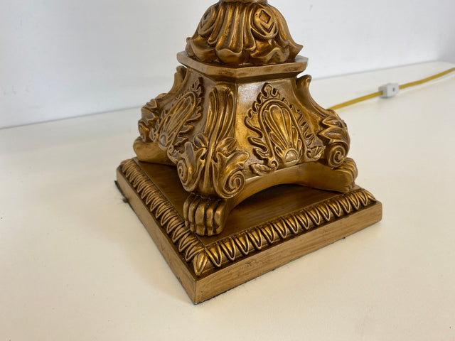 WMK # Hochwertiger Nachbau einer prachtvollen Barock Tischlampe mit edlen Kristallglas Tropfen # goldene Kristallleuchte Leselampe Tischleuchte Licht Lampe Regency Rokoko Vintage Berlin Augsburg Jena