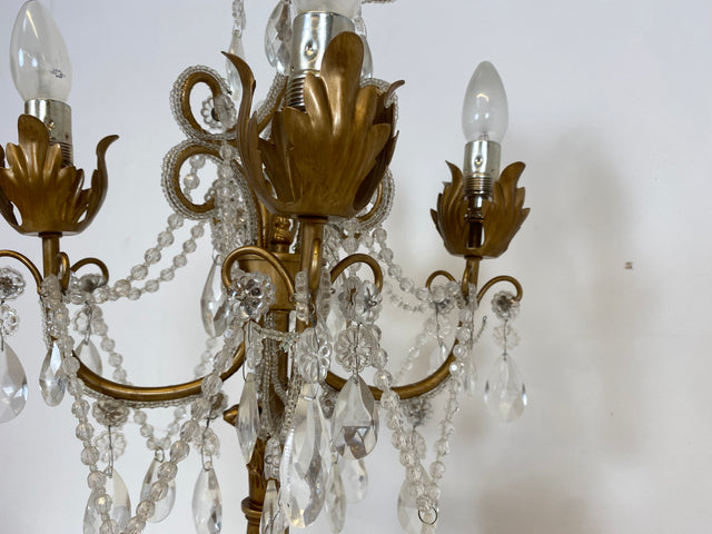 WMK # Hochwertiger Nachbau einer prachtvollen Barock Tischlampe mit edlen Kristallglas Tropfen # goldene Kristallleuchte Leselampe Tischleuchte Licht Lampe Regency Rokoko Vintage Berlin Augsburg Jena