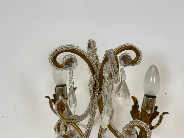 WMK # Hochwertiger Nachbau einer prachtvollen Barock Tischlampe mit edlen Kristallglas Tropfen # goldene Kristallleuchte Leselampe Tischleuchte Licht Lampe Regency Rokoko Vintage Berlin Augsburg Jena