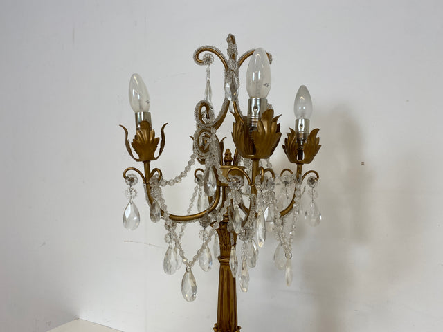 WMK # Hochwertiger Nachbau einer prachtvollen Barock Tischlampe mit edlen Kristallglas Tropfen # goldene Kristallleuchte Leselampe Tischleuchte Licht Lampe Regency Rokoko Vintage Berlin Augsburg Jena