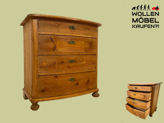 WMK I Wunderschöne große antike Kommode aus vollem Holz mit Schubladen und Messingbeschlag I Schrank Anrichte Sideboard Wäsche Flur Wickel Weichholz Biedermeier Vintage Regensburg Hannover Heidelberg