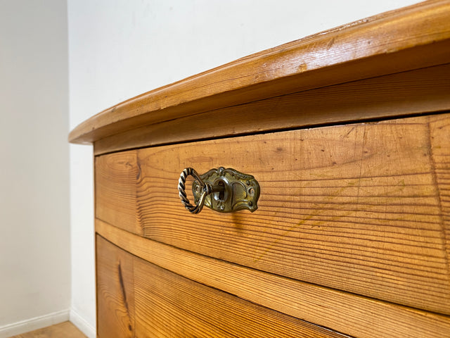 WMK I Wunderschöne große antike Kommode aus vollem Holz mit Schubladen und Messingbeschlag I Schrank Anrichte Sideboard Wäsche Flur Wickel Weichholz Biedermeier Vintage Regensburg Hannover Heidelberg