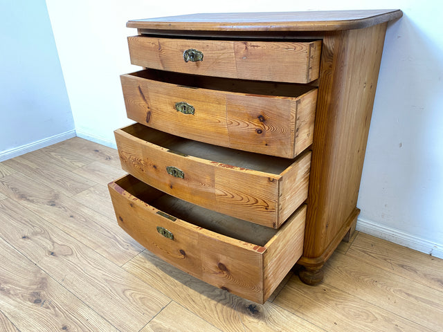 WMK I Wunderschöne große antike Kommode aus vollem Holz mit Schubladen und Messingbeschlag I Schrank Anrichte Sideboard Wäsche Flur Wickel Weichholz Biedermeier Vintage Regensburg Hannover Heidelberg