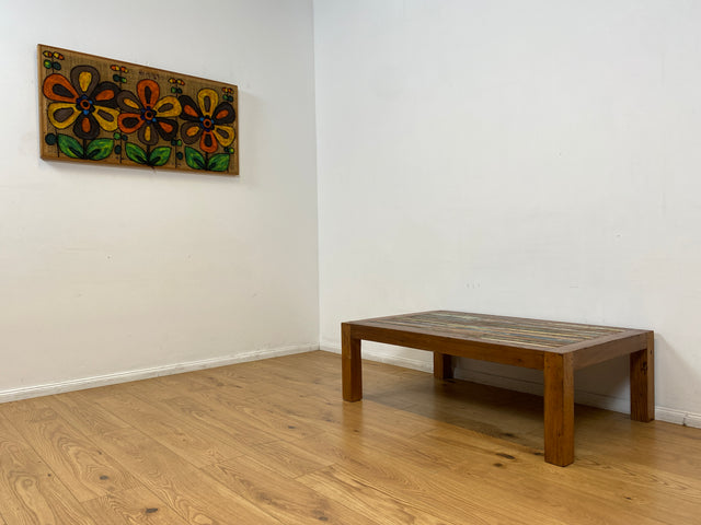Boatwood by WMK I Einzigartiger großer Couchtisch mit bunter Patchwork Tischplatte I handgefertigtes Unikat aus altem Bootsholz l Teakholz massiv I Wohnzimmertisch Coffee Table Berlin Köln NRW Bayern