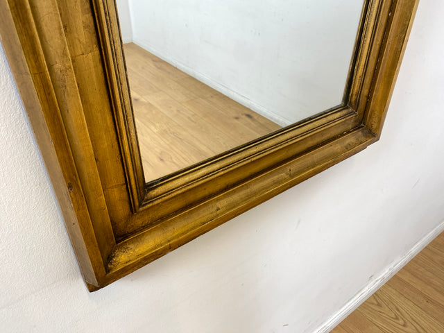 WMK I Schöner 72x130cm großer antiker Wandspiegel mit goldfarbenem Holzrahmen & Alterspatina I goldener Spiegel Flurspiegel Badspiegel Goldspiegel Ganzkörperspiegel Vintage I Berlin Leipzig Dortmund