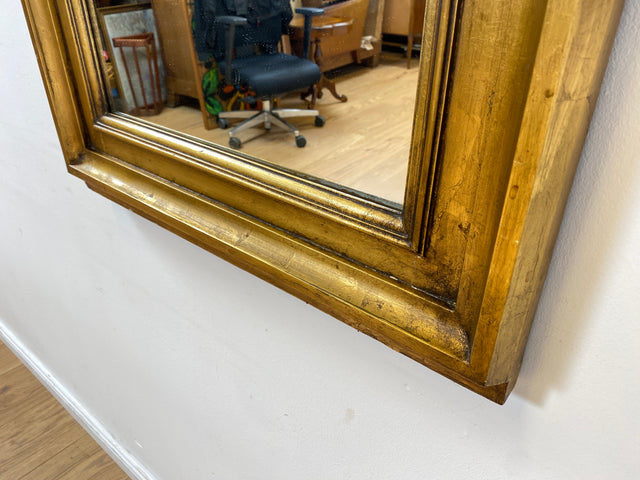 WMK I Schöner 72x130cm großer antiker Wandspiegel mit goldfarbenem Holzrahmen & Alterspatina I goldener Spiegel Flurspiegel Badspiegel Goldspiegel Ganzkörperspiegel Vintage I Berlin Leipzig Dortmund