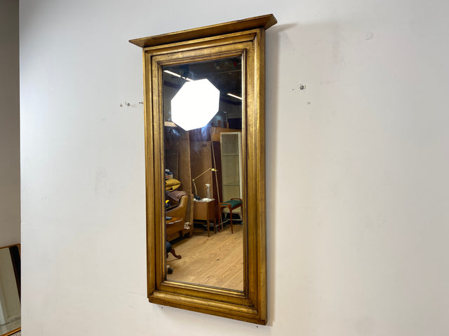 WMK I Schöner 72x130cm großer antiker Wandspiegel mit goldfarbenem Holzrahmen & Alterspatina I goldener Spiegel Flurspiegel Badspiegel Goldspiegel Ganzkörperspiegel Vintage I Berlin Leipzig Dortmund
