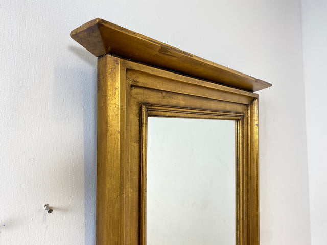 WMK I Schöner 72x130cm großer antiker Wandspiegel mit goldfarbenem Holzrahmen & Alterspatina I goldener Spiegel Flurspiegel Badspiegel Goldspiegel Ganzkörperspiegel Vintage I Berlin Leipzig Dortmund