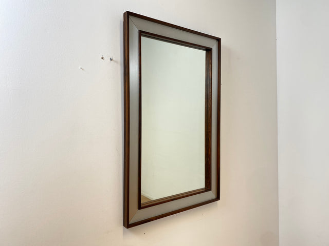 WMK I Stilvoller großer skandinavischer Designer Wandspiegel Ambassadör von Fröseke AB in edlem Chrom & Palisander Holzrahmen I Spiegel Mirror Garderobe Flur Bad Retro Space Age Danish Design Rosewood