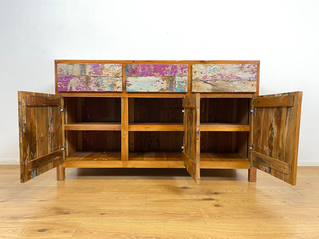 Boatwood by WMK I Einzigartiges großes Sideboard mit Schubladen I handmade Unikat aus altem Bootsholz I Teakholz massiv I Kommode Schrank Anrichte Wäschekommode Schubladenkommode Berlin Dresden Dessau
