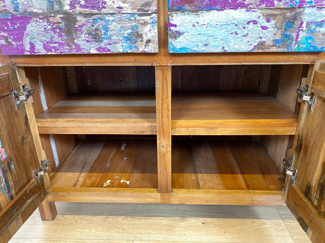 Boatwood by WMK I Einzigartiges großes Sideboard mit Schubladen I handmade Unikat aus altem Bootsholz I Teakholz massiv I Kommode Schrank Anrichte Wäschekommode Schubladenkommode Berlin Dresden Dessau