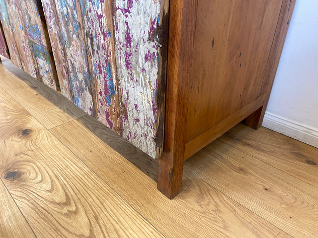 Boatwood by WMK I Einzigartiges großes Sideboard mit Schubladen I handmade Unikat aus altem Bootsholz I Teakholz massiv I Kommode Schrank Anrichte Wäschekommode Schubladenkommode Berlin Dresden Dessau