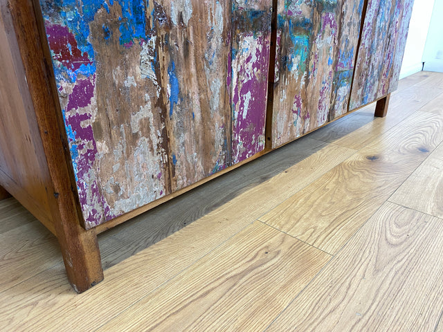 Boatwood by WMK I Einzigartiges großes Sideboard mit Schubladen I handmade Unikat aus altem Bootsholz I Teakholz massiv I Kommode Schrank Anrichte Wäschekommode Schubladenkommode Berlin Dresden Dessau