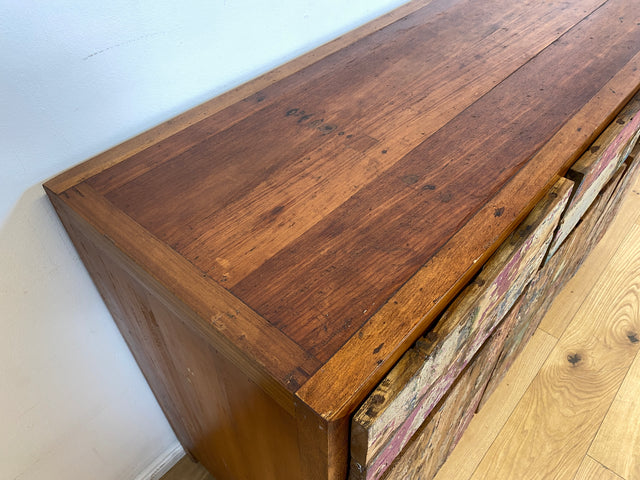 Boatwood by WMK I Einzigartiges großes Sideboard mit Schubladen I handmade Unikat aus altem Bootsholz I Teakholz massiv I Kommode Schrank Anrichte Wäschekommode Schubladenkommode Berlin Dresden Dessau
