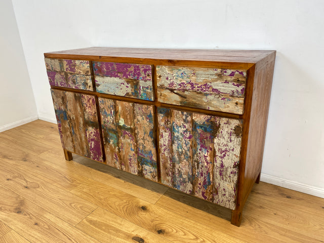 Boatwood by WMK I Einzigartiges großes Sideboard mit Schubladen I handmade Unikat aus altem Bootsholz I Teakholz massiv I Kommode Schrank Anrichte Wäschekommode Schubladenkommode Berlin Dresden Dessau