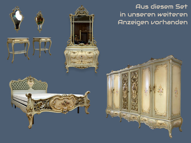 WMK I Das Highlight I Prunkvoller handbemalter und reichverzierter Kleiderschrank im Stile des Rokoko I Italien 1930–1950 I Schrank Schlafzimmerschrank Wardrobe Schlafzimmer Barock Louis-XV Vintage