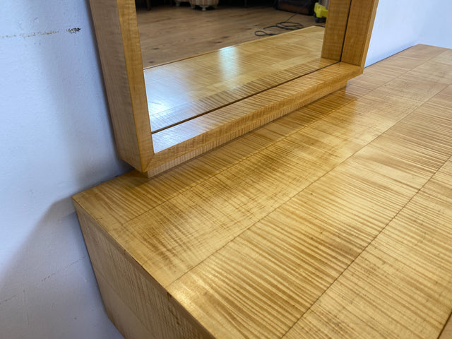 WMK # Schöne und gut erhaltene helle Mid-Century Spiegelkommode in Ahorn mit großem Spiegel & Schubladen # Frisierkommode Schminkkommode Schminktisch Kommode Sideboard Wäschekommode Vintage 60er 70er
