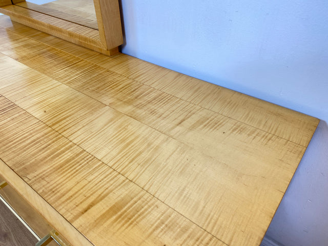 WMK # Schöne und gut erhaltene helle Mid-Century Spiegelkommode in Ahorn mit großem Spiegel & Schubladen # Frisierkommode Schminkkommode Schminktisch Kommode Sideboard Wäschekommode Vintage 60er 70er