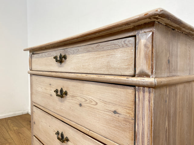 WMK I Sehr schöne helle antike Kommode aus vollem Holz mit Schubladen & Messinggriffen I Schubladenkommode Wäschekommode Schrank Wickelkommode Chest Biedermeier Gründerzeit Vintage Berlin Bremen Kiel