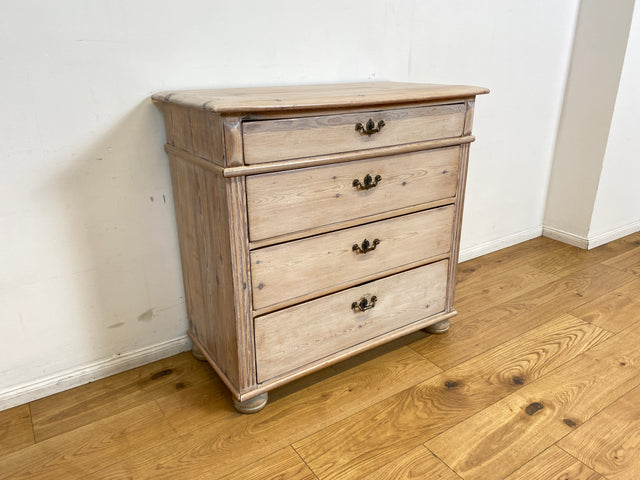 WMK I Sehr schöne helle antike Kommode aus vollem Holz mit Schubladen & Messinggriffen I Schubladenkommode Wäschekommode Schrank Wickelkommode Chest Biedermeier Gründerzeit Vintage Berlin Bremen Kiel