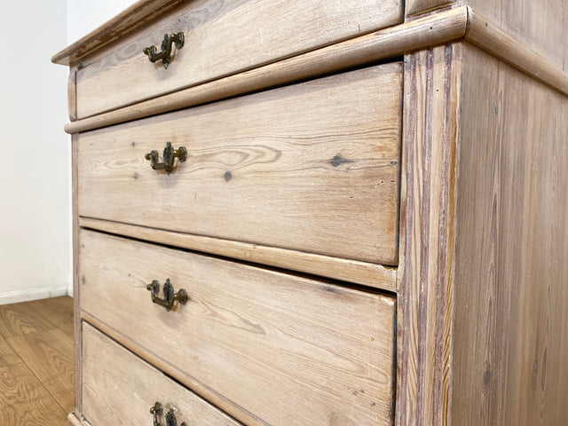 WMK I Sehr schöne helle antike Kommode aus vollem Holz mit Schubladen & Messinggriffen I Schubladenkommode Wäschekommode Schrank Wickelkommode Chest Biedermeier Gründerzeit Vintage Berlin Bremen Kiel