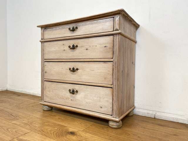 WMK I Sehr schöne helle antike Kommode aus vollem Holz mit Schubladen & Messinggriffen I Schubladenkommode Wäschekommode Schrank Wickelkommode Chest Biedermeier Gründerzeit Vintage Berlin Bremen Kiel