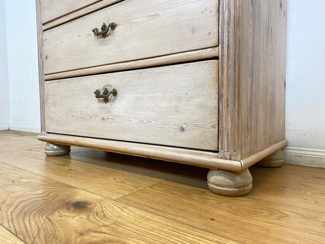 WMK I Sehr schöne helle antike Kommode aus vollem Holz mit Schubladen & Messinggriffen I Schubladenkommode Wäschekommode Schrank Wickelkommode Chest Biedermeier Gründerzeit Vintage Berlin Bremen Kiel