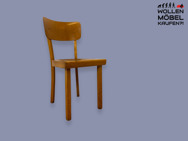 WMK I Versand möglich I Schlichter und stabiler heller 50er Jahre Holzstuhl aus Buchenholz I Stuhl Küchenstuhl Schulstuhl Objektstuhl 60er Mid-Century Vintage I Berlin Leipzig Mainz Regensburg Passau