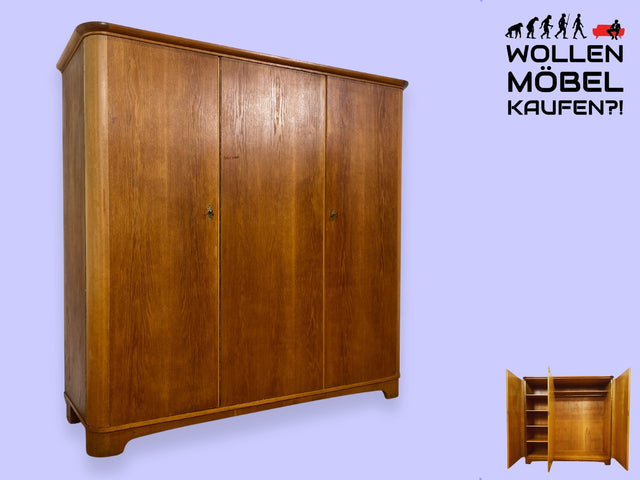 WMK I Sehr schöner heller 50er Jahre Kleiderschrank aus vollem Holz mit perfekter Aufteilung I Schrank Wäscheschrank Schlafzimmerschrank Wardrobe Mid-Century 60er Vintage Hannover Regensburg Dresden