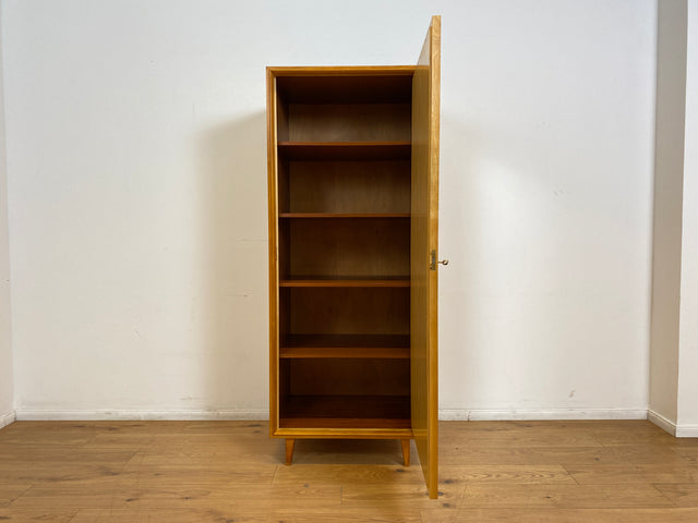 WMK Stilvoller & gut erhaltener heller 60er Jahre Mid-Century Wäscheschrank aus vollem Holz mit Spiegeltür # Schrank Schlafzimmerschrank Flurschrank Spiegelschrank Kleiderschrank Wardrobe Vintage 50er