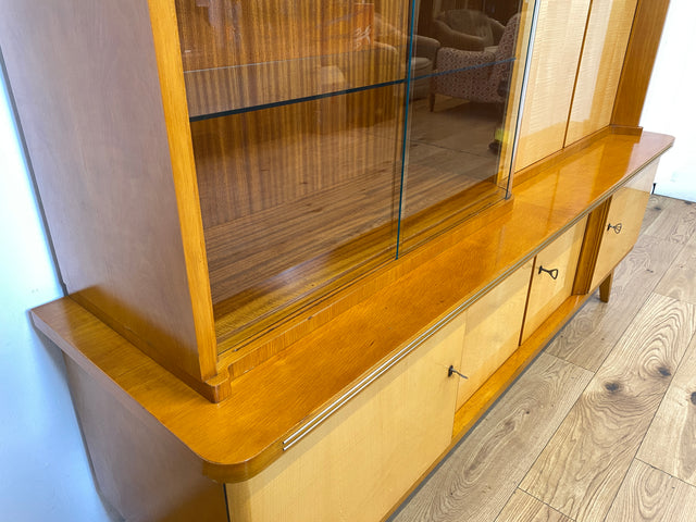 WMK I Besonders schöner heller Mid-Century Wohnzimmerschrank "Berlin" mit Vitrine und Glasböden I Schrank Highboard Anrichte Wohnwand Buffet Cabinet Sideboard Vintage 50er 60er München Köln Dresden