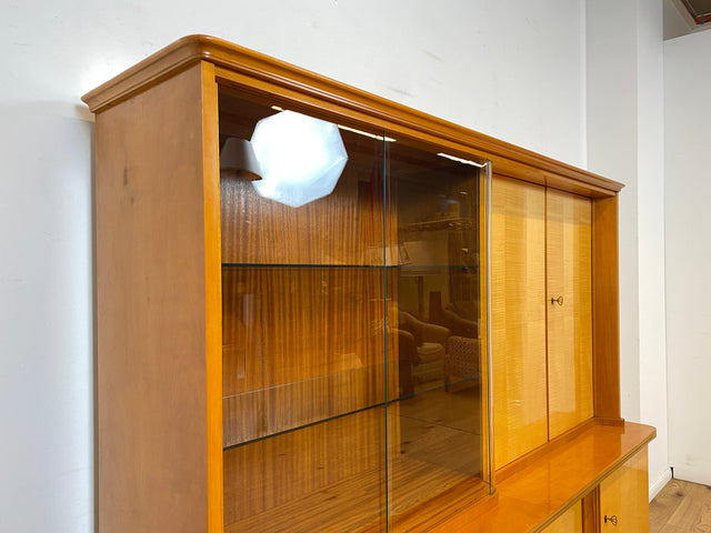 WMK I Besonders schöner heller Mid-Century Wohnzimmerschrank "Berlin" mit Vitrine und Glasböden I Schrank Highboard Anrichte Wohnwand Buffet Cabinet Sideboard Vintage 50er 60er München Köln Dresden