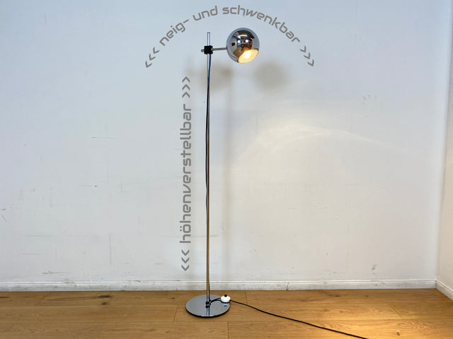 WMK I Zeitlos schöne & höhenverstellbare Space Age Designer Stehlampe von Staff aus Chrom mit neigbarem Ballonschirm I Lampe Stehleuchte Leselampe Leuchte Stativlampe Lamp 70er Vintage Berlin Hamburg