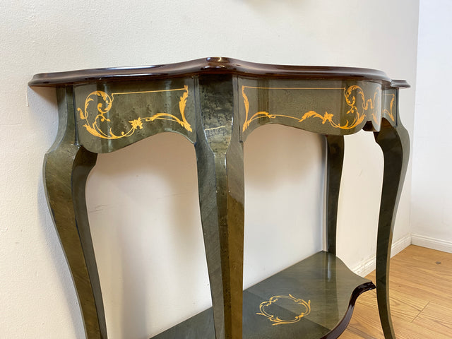 WMK I Hochwertige italienische Stilmöbel Konsole im antiken Stil mit Wandspiegel, Ablage & feinen Intarsien I Garderobe Flur Spiegel Schminktisch Ablage Barock Rokoko Louis XV Vintage Berlin Dresden