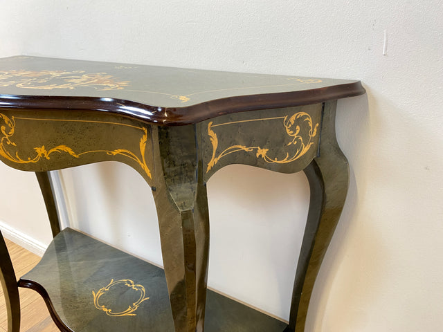 WMK I Hochwertige italienische Stilmöbel Konsole im antiken Stil mit Wandspiegel, Ablage & feinen Intarsien I Garderobe Flur Spiegel Schminktisch Ablage Barock Rokoko Louis XV Vintage Berlin Dresden