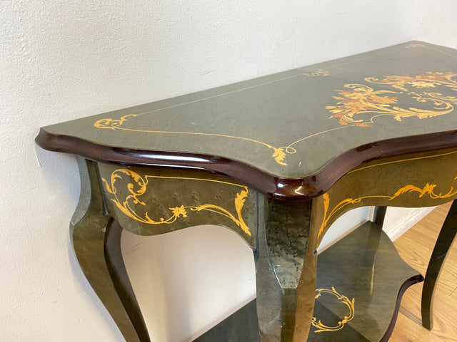 WMK I Hochwertige italienische Stilmöbel Konsole im antiken Stil mit Wandspiegel, Ablage & feinen Intarsien I Garderobe Flur Spiegel Schminktisch Ablage Barock Rokoko Louis XV Vintage Berlin Dresden