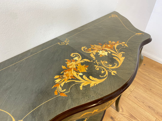 WMK I Hochwertige italienische Stilmöbel Konsole im antiken Stil mit Wandspiegel, Ablage & feinen Intarsien I Garderobe Flur Spiegel Schminktisch Ablage Barock Rokoko Louis XV Vintage Berlin Dresden